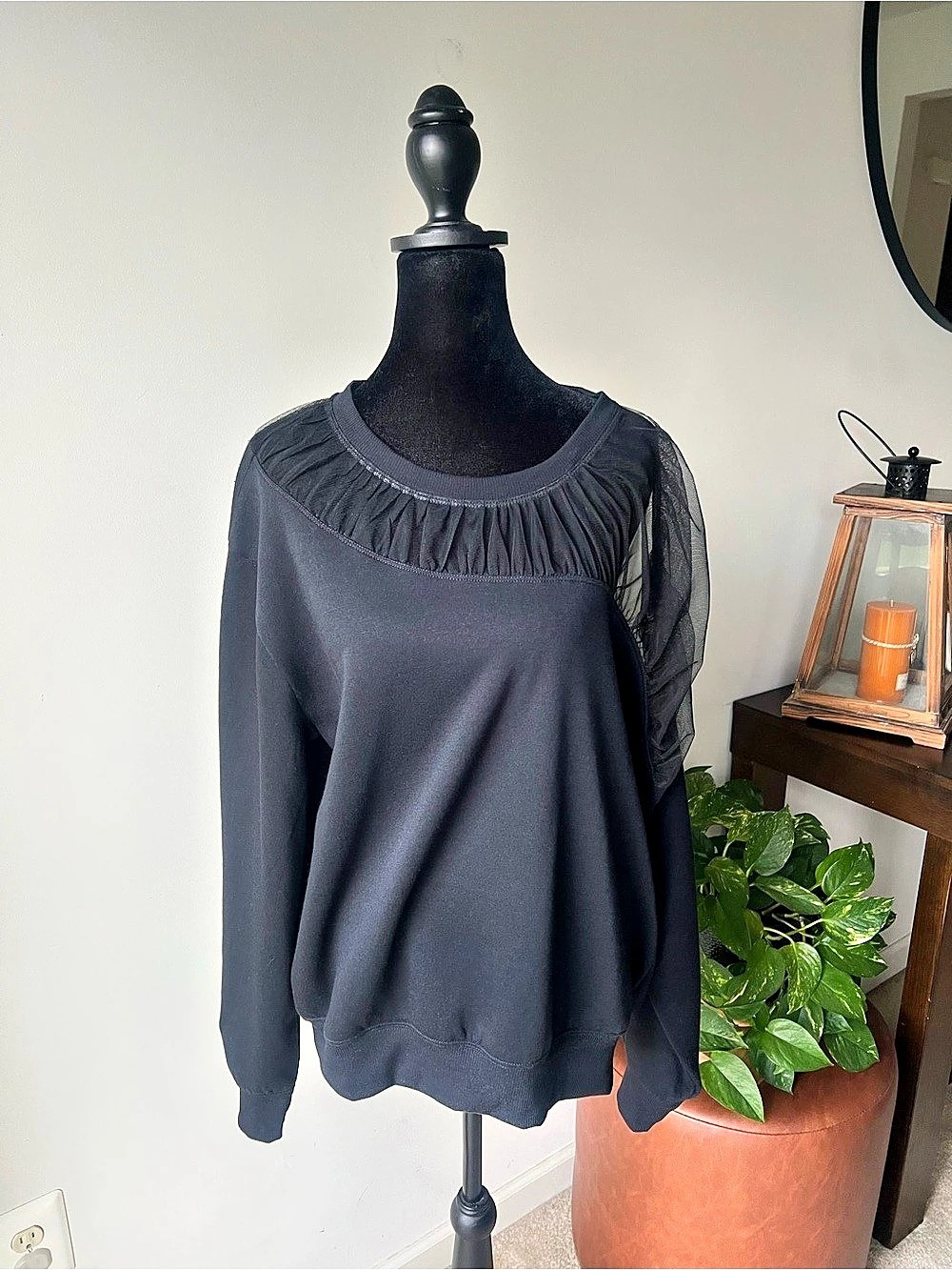 Maeve Black Long Sleeve Top Size XL Like New
